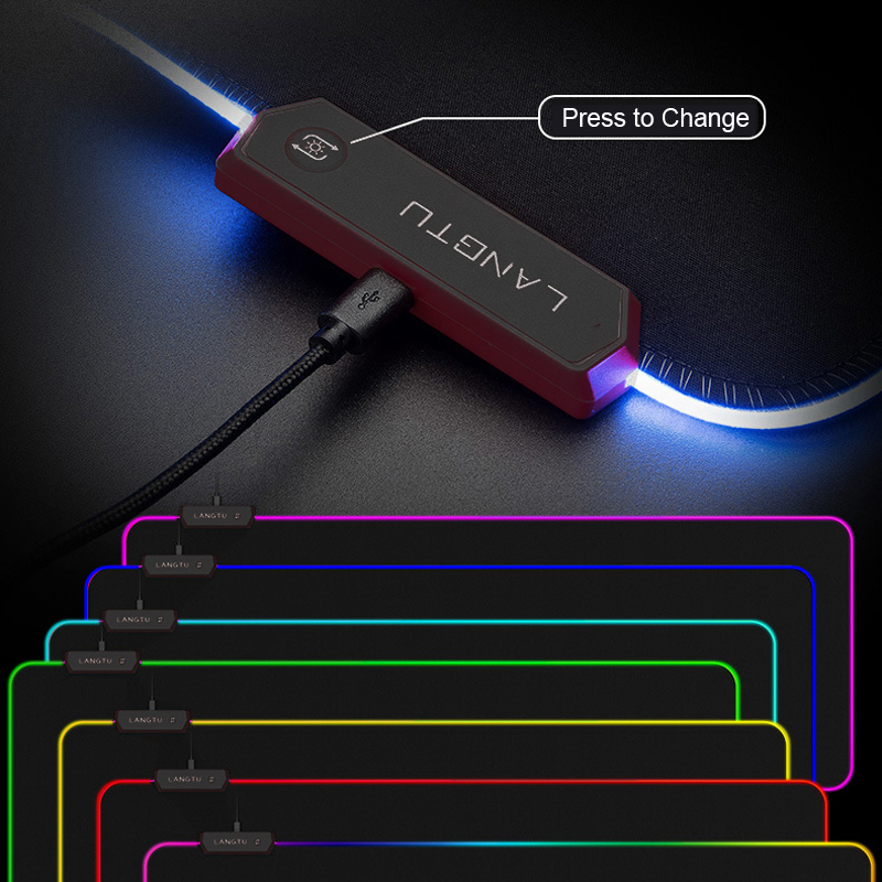 OEM logo design LED USB connect rubber foam gaming mouse pad RGB illuminating mouse pad