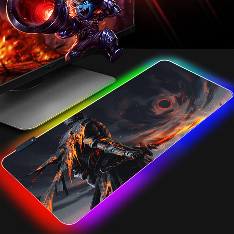 OEM logo design LED USB connect rubber foam gaming mouse pad   