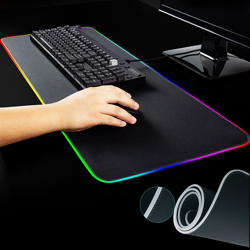 OEM logo design LED USB connect rubber foam gaming mouse pad   
