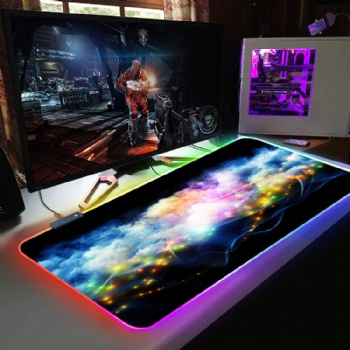 OEM logo design LED USB connect rubber foam gaming mouse pad